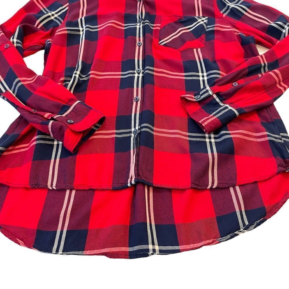 Woolrich Rayon Red Festive Plaid‎ Print Button Down Blouse, XL - Picture 4 of 9
